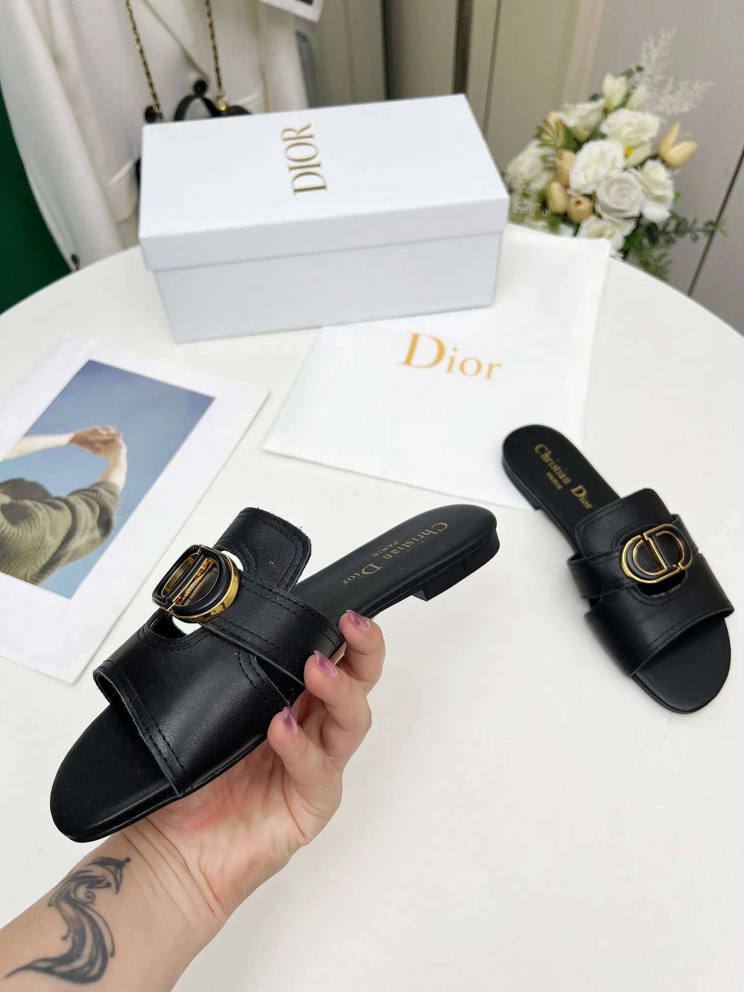 👟👟Ex-factory price 360👟👟 Genuine leather base +30 Dior spring and summer new model 6 colors optional code size 35-42